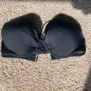 Black bikini top with crochet back.
